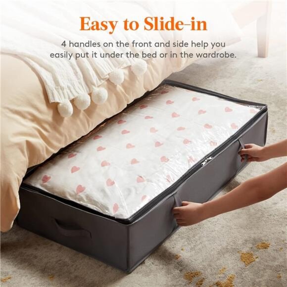6-Pack Under Bed Storage Bags – 90L Large Capacity, Foldable Organizers with Cle - Picture 2 of 4